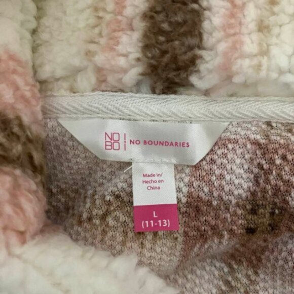 NWT Cozy Plaid Sherpa Shacket Jacket Cream Pink Brown Size Large Fall Winter - Picture 9 of 12